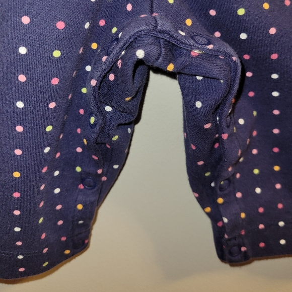 🦋 Vintage Gymboree Flower Power Navy One Piece Long Sleeved Polka Dot Romper - Picture 3 of 7